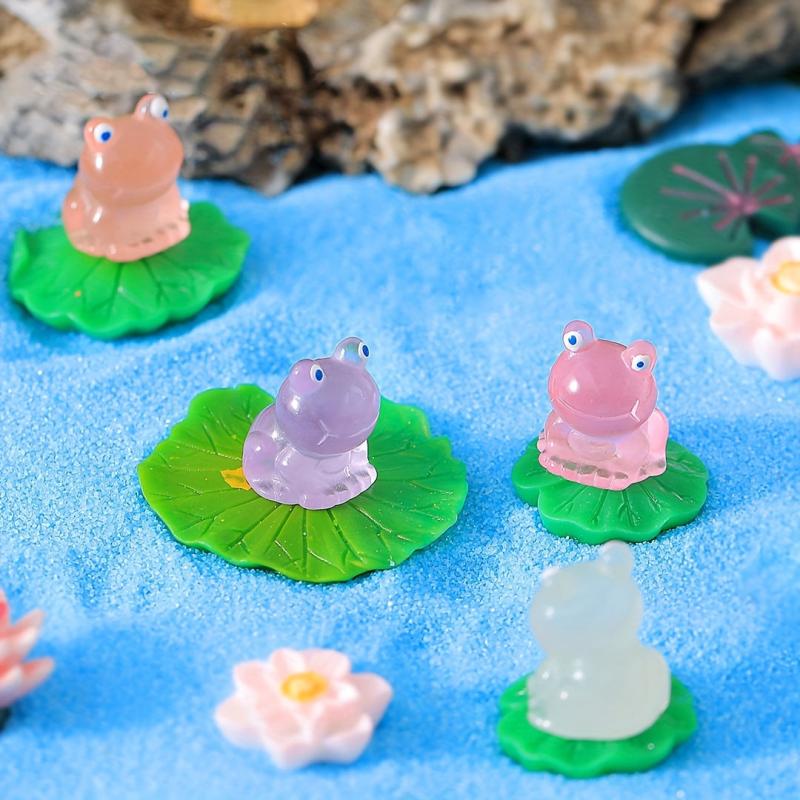 2pcs/10pcs Mixed Luminous Mini Frog Ornaments Aquarium Fish Tank Glow