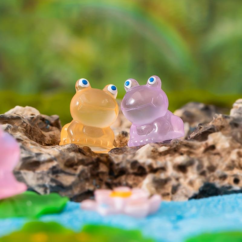 2pcs/10pcs Mixed Luminous Mini Frog Ornaments Aquarium Fish Tank Glow