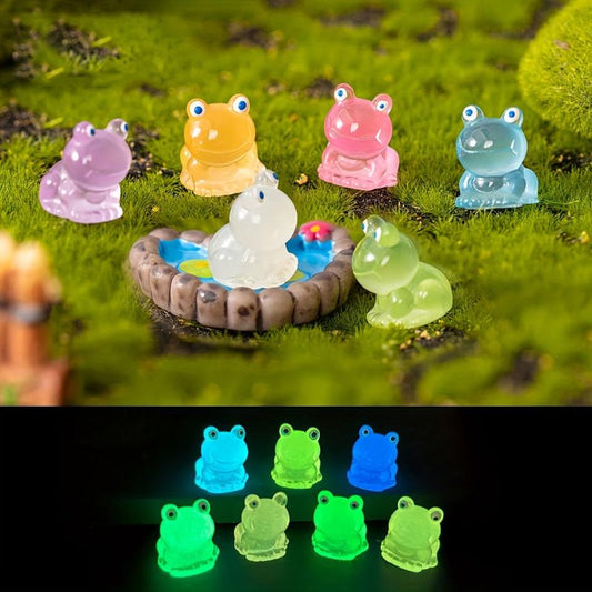2pcs/10pcs Mixed Luminous Mini Frog Ornaments Aquarium Fish Tank Glow