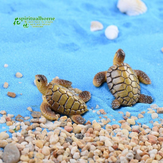 2pcs Mini Sea Turtle Fish Tank Decoration DIY Landscape Material