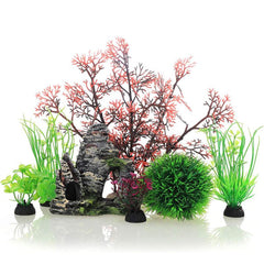 7pcs Aquarium Decorations Plants Cave Rocks Artificial Plants Fish Tank