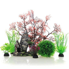 7pcs Aquarium Decorations Plants Cave Rocks Artificial Plants Fish Tank