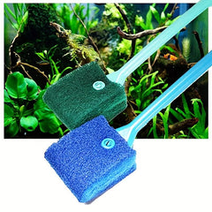 Double Sided Aquarium Cleaning Sponge Brush Long Handle Fish Tank Brush