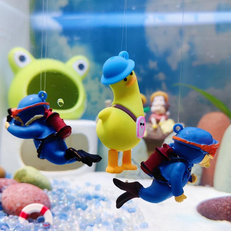 2 Pack Little Diver Aquarium Decorations for Fish Tanks