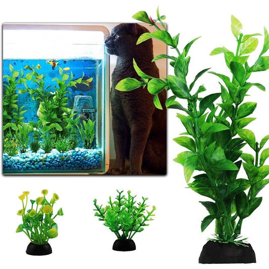 10pcs Aquarium Decor Green Plants Plastic Plants for Fish Tank