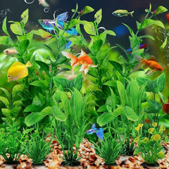 10pcs Aquarium Decor Green Plants Plastic Plants for Fish Tank