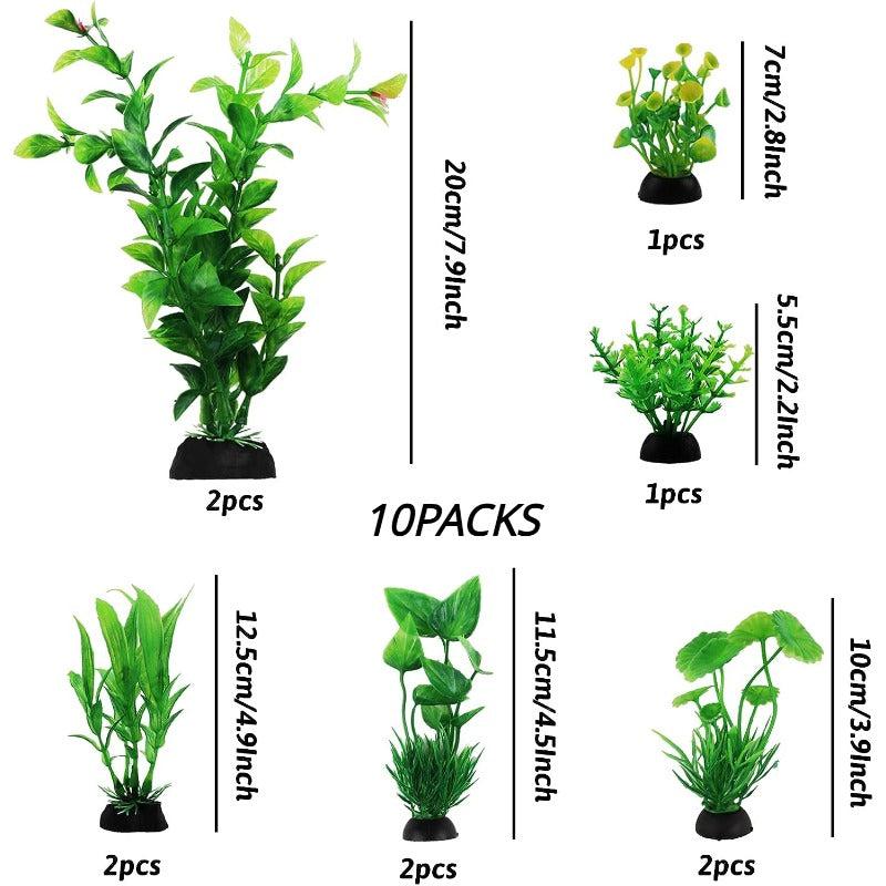 10pcs Aquarium Decor Green Plants Plastic Plants for Fish Tank