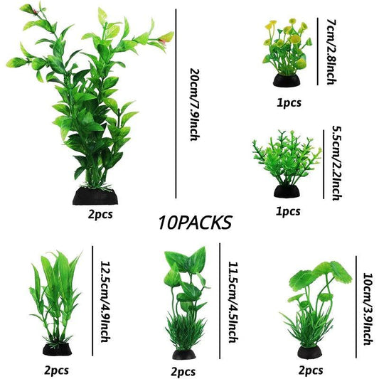 10pcs Aquarium Decor Green Plants Plastic Plants for Fish Tank
