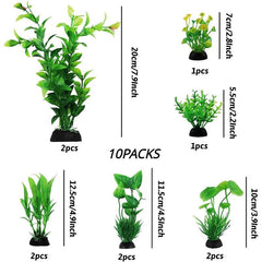 10pcs Aquarium Decor Green Plants Plastic Plants for Fish Tank