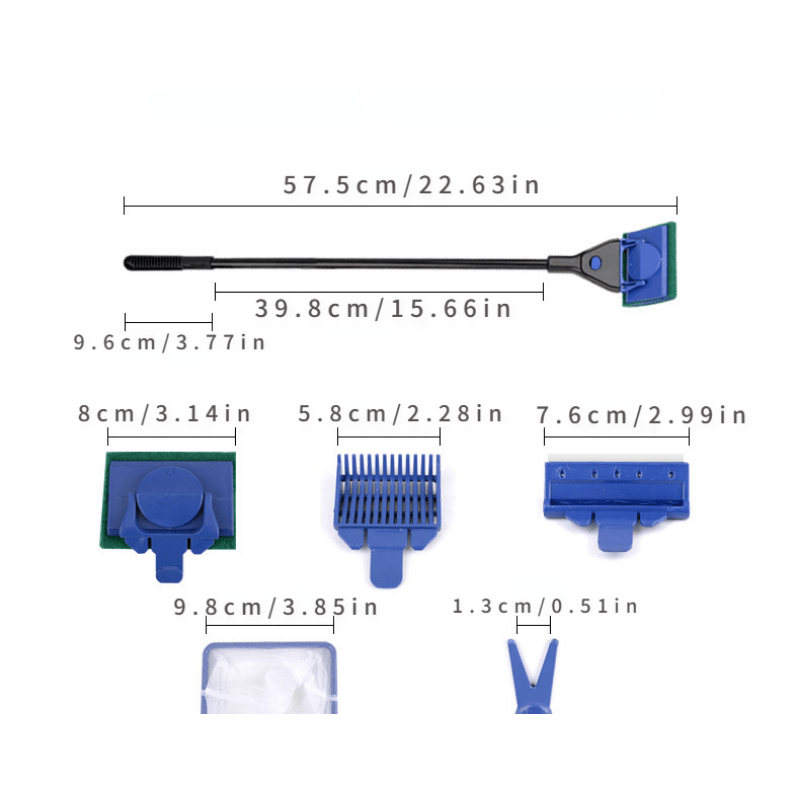 5-in-1 Aquarium Cleaner Set Long Handle Brush