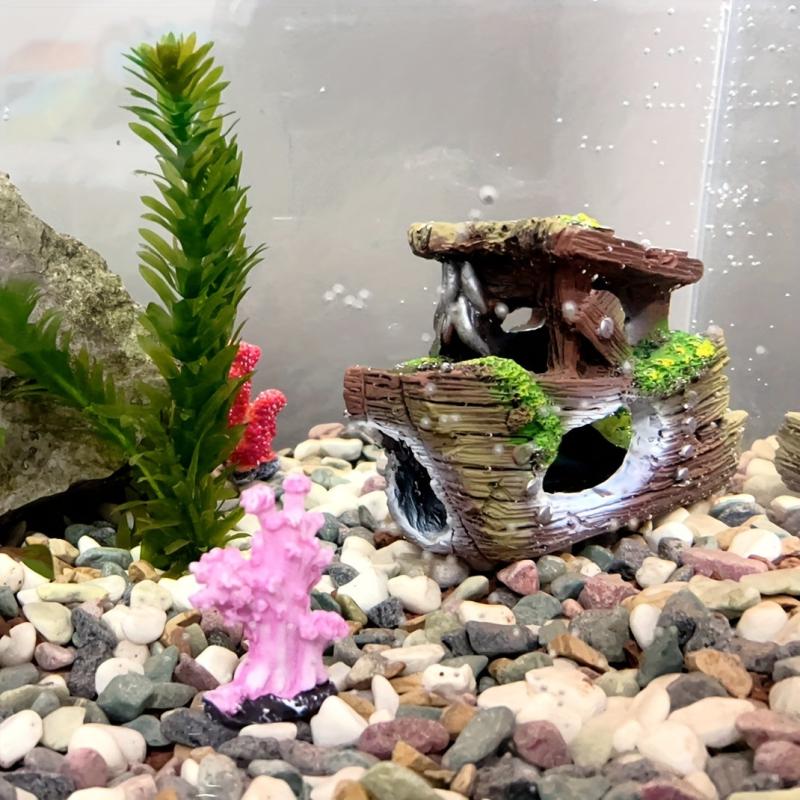 Resin Pirate Fish Tank Ornament Sunken Decor Hollow Boat
