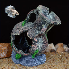 Aquarium Broken Bucket Fish Hiding Cave Decoration