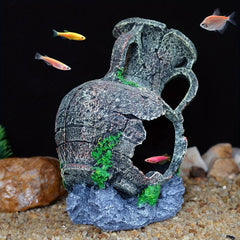 Aquarium Broken Bucket Fish Hiding Cave Decoration