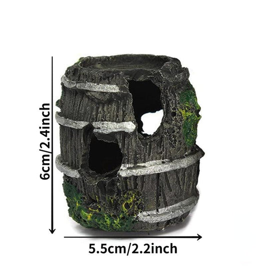 Aquarium Resin Barrel Cave Ornament Decoration
