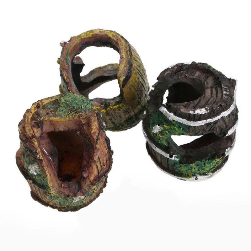 Aquarium Resin Barrel Cave Ornament Decoration