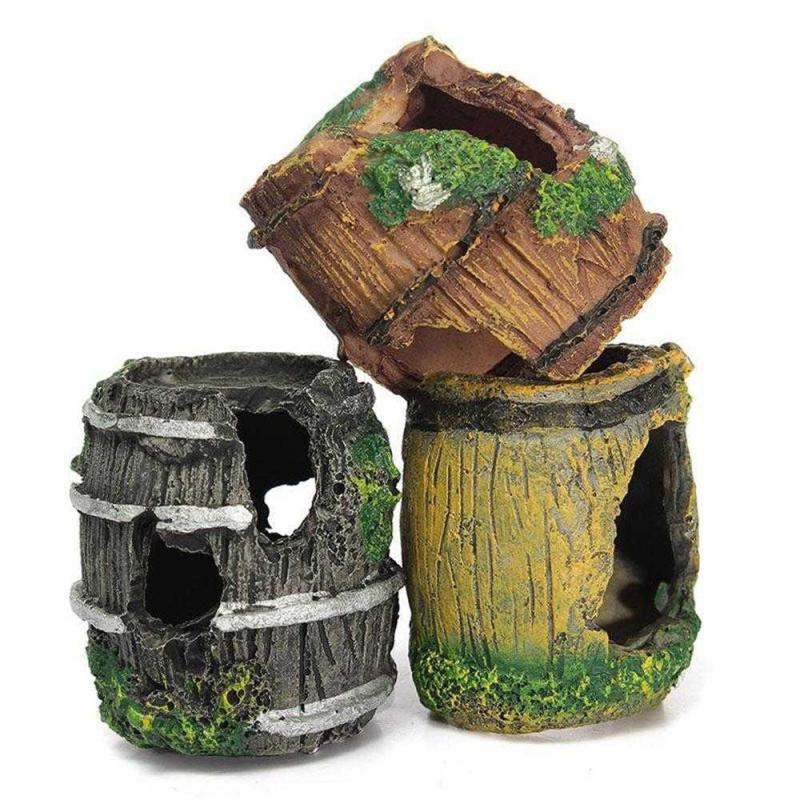 Aquarium Resin Barrel Cave Ornament Decoration
