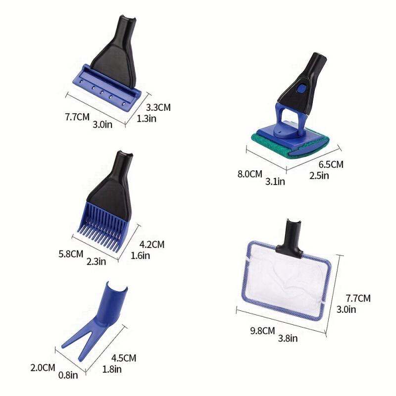 Aquarium Cleaning Tools Set Fish Net Rake Algae Scraper Spong