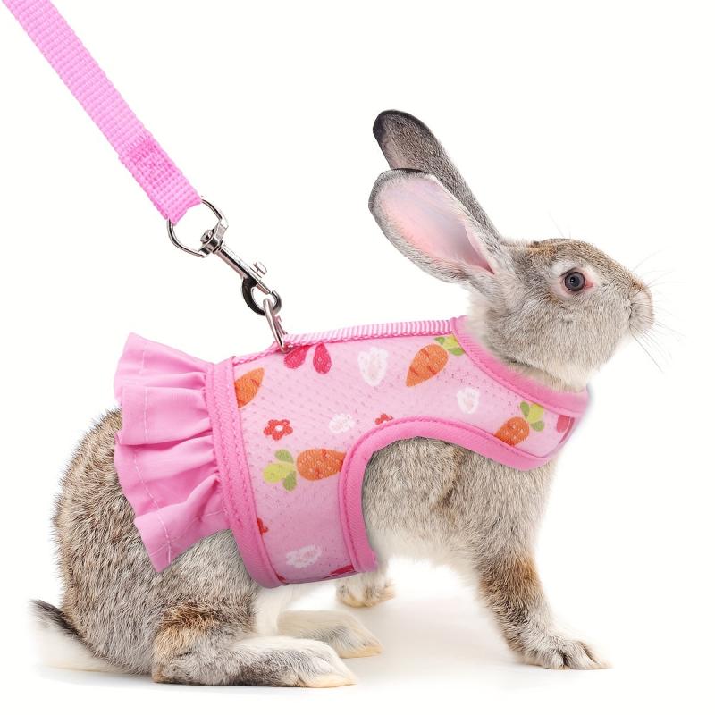 Comfortable Breathable Rabbit Harness Leash - Rabbit Vest & Breathable Leash Set