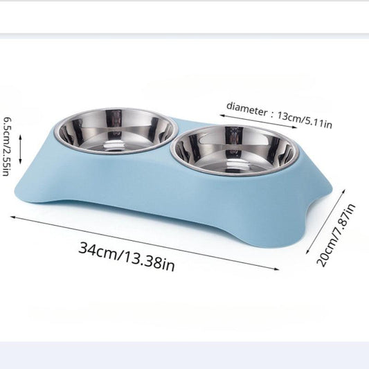 Stainless Steel Double Bowl Non Slip Pets Feeder Bowl for Dogs and Cats
