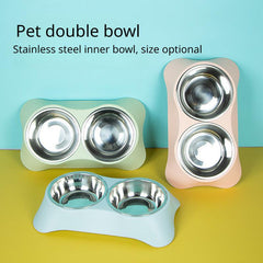 Stainless Steel Double Bowl Non Slip Pets Feeder Bowl for Dogs and Cats