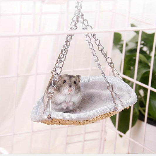 Pet Hanging Bed Grass Woven Hammock for Small Pets