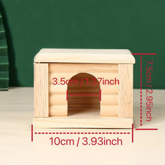 Wooden Cabin Hamster House Small Pets Nests Pet Playing Toy Cage Flat Roof House
