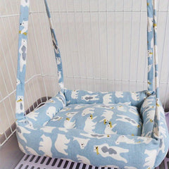 Canvas Bunny Graphic Hook Buckle Pet Hammock for Small Pets in Autumn and Winter