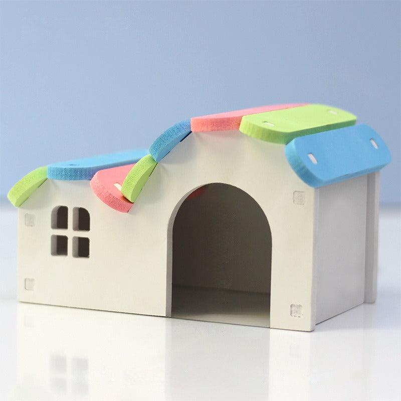 1pc Hamster Toy Small Pet House Sleeping Nest Cabin Rainbow Bridge