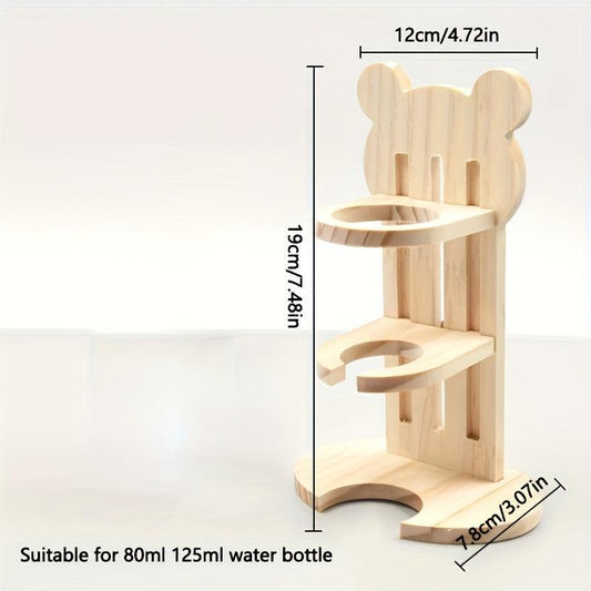Wooden Hamster Water Feeder Holder with Adjustable Height