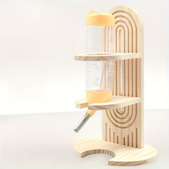 Wooden Hamster Water Feeder Holder with Adjustable Height