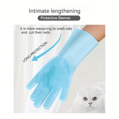 Pet Cat & Dog Massage Bath Gloves, Scratch & Bite Resistant