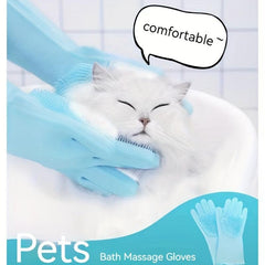 Pet Cat & Dog Massage Bath Gloves, Scratch & Bite Resistant