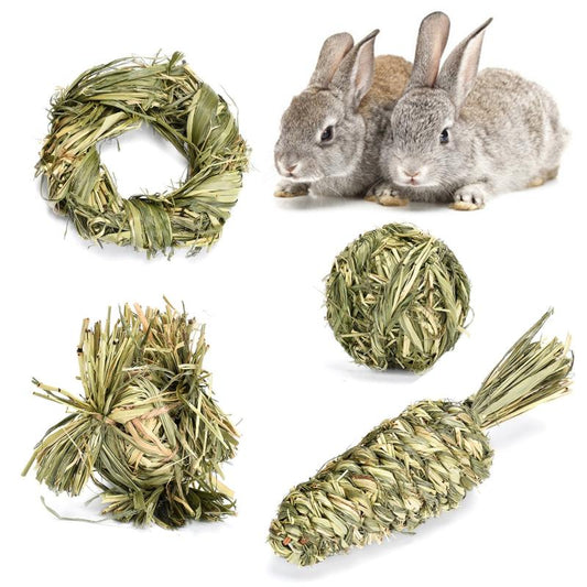 Rabbit Chew Toy Hamster Toys Grass Woven Balls Molar Snacks