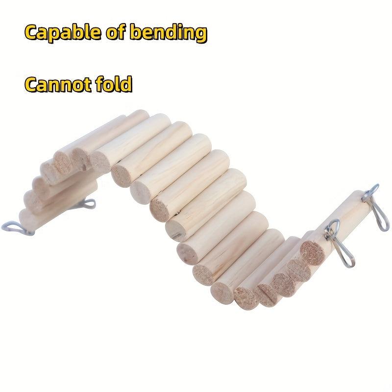 Pet Climbing Ladder Natural Wood Metal Suspension Bridge