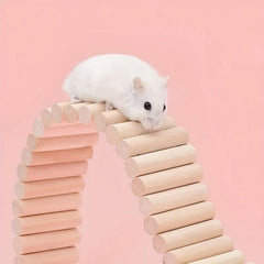Pet Climbing Ladder Natural Wood Metal Suspension Bridge