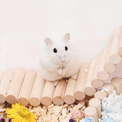 Pet Climbing Ladder Natural Wood Metal Suspension Bridge