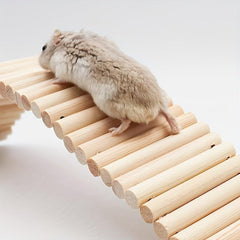 Pet Climbing Ladder Natural Wood Metal Suspension Bridge