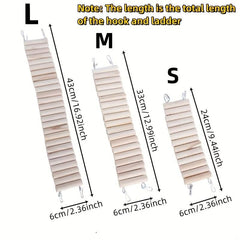 Pet Climbing Ladder Natural Wood Metal Suspension Bridge
