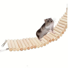 Pet Climbing Ladder Natural Wood Metal Suspension Bridge