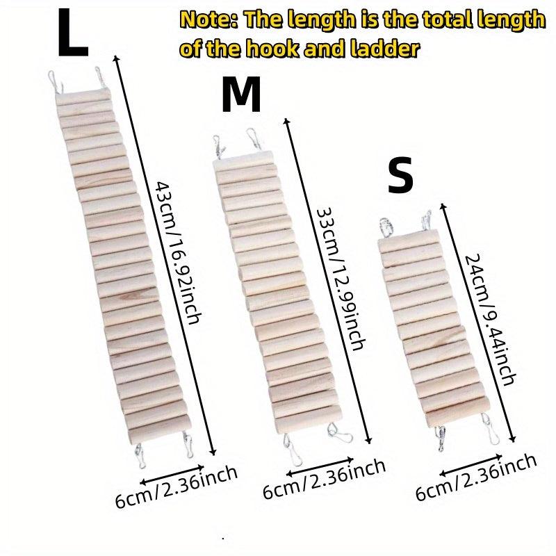 Pet Climbing Ladder Natural Wood Metal Suspension Bridge
