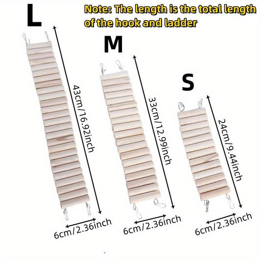 Pet Climbing Ladder Natural Wood Metal Suspension Bridge