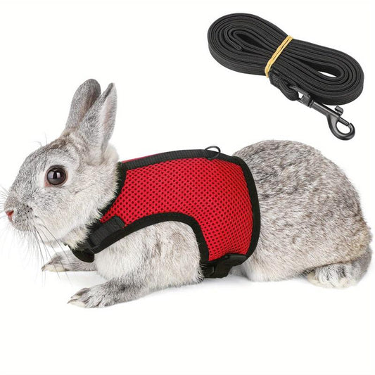 Adjustable Rabbit Harness with Rope, Breathable Small Pet Leash Vest