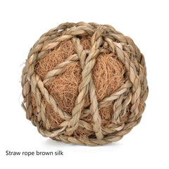 Small Animal Straw Toy Rolling Chew for Rabbits Guinea Pigs