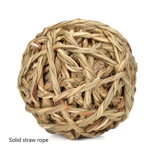Small Animal Straw Toy Rolling Chew for Rabbits Guinea Pigs
