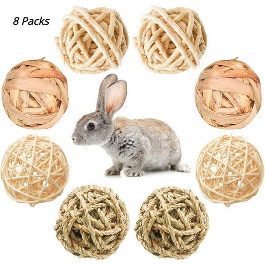 8pcs Small Animals Play Balls & Rolling Chew Toys