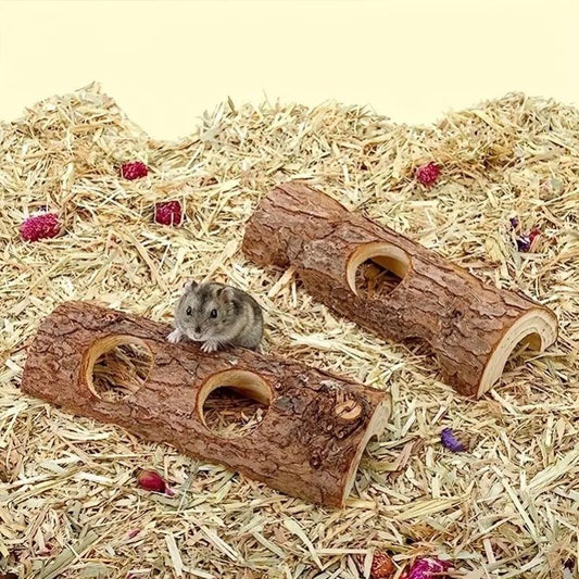 Wooden Hamster & Rabbit Toys Tunnel Pipes Hollow Tree Trunks