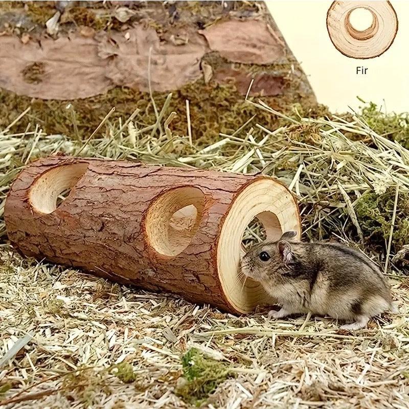 Wooden Hamster & Rabbit Toys Tunnel Pipes Hollow Tree Trunks
