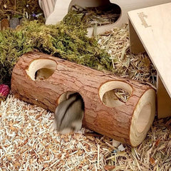 Wooden Hamster & Rabbit Toys Tunnel Pipes Hollow Tree Trunks