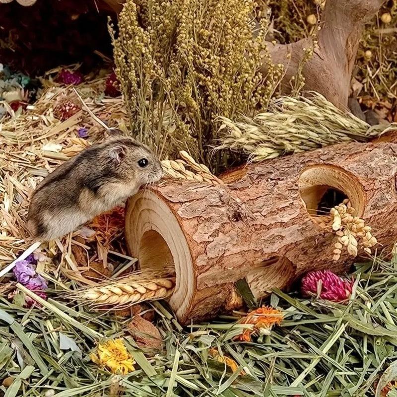 Wooden Hamster & Rabbit Toys Tunnel Pipes Hollow Tree Trunks