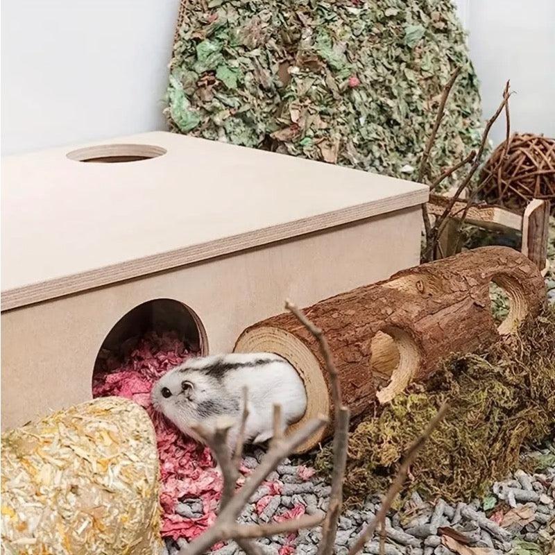 Wooden Hamster & Rabbit Toys Tunnel Pipes Hollow Tree Trunks